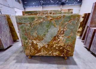 سنگ ساختمانی- اونیکس مرمرکرم سبزBuilding stone - Onyx marble